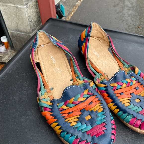 Totuga Women’s Multi Color hand made huarache made in Mexico Sandals Size 9.5 - Picture 11 of 12